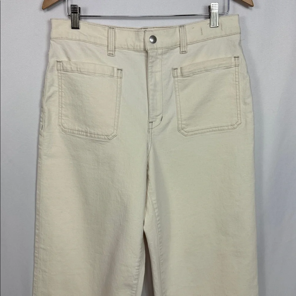 Madewell Emmett Wide Leg Full Length Jeans‎ Patch Pockets Beige Size 30 NWOT